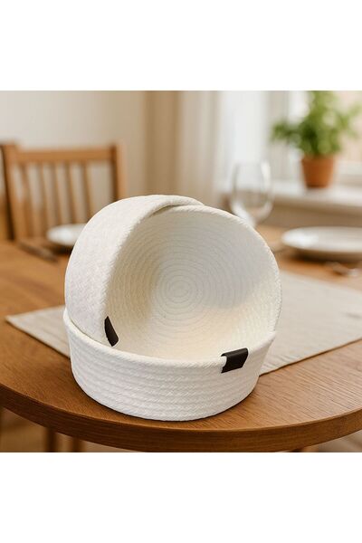 Kitchen Line سلة خبز من 3 قطع، سلة خبز مزخرفة، سلة خبز فاخرة باللون الأبيض