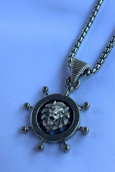 Begondio Aslanlı Dümen El İşçiliği Paslanmaz Çelik Zincir Erkek Kolye