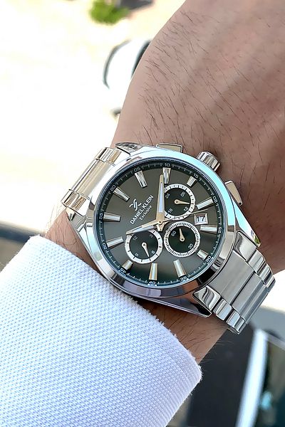 Daniel Klein Original Exclusive 24 Months Warranty Silver Cord Green Dial Bracelet Gift Men's Wristwatch