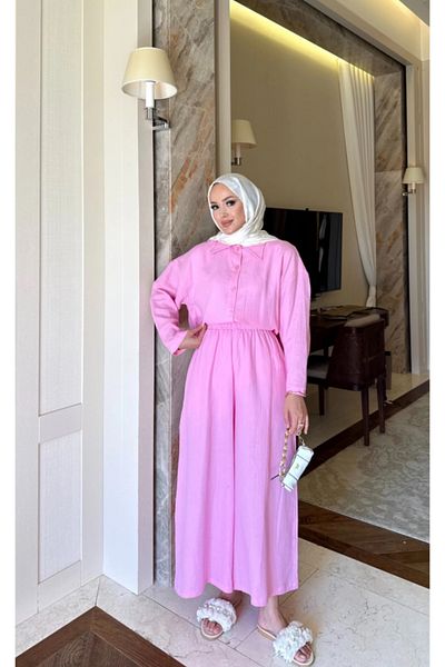 nizzell Women's New Season Muslin Pink Pants Suit
