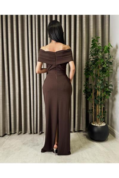 toog Brown wrap top dress with shimmering sequin and beaded embroidery