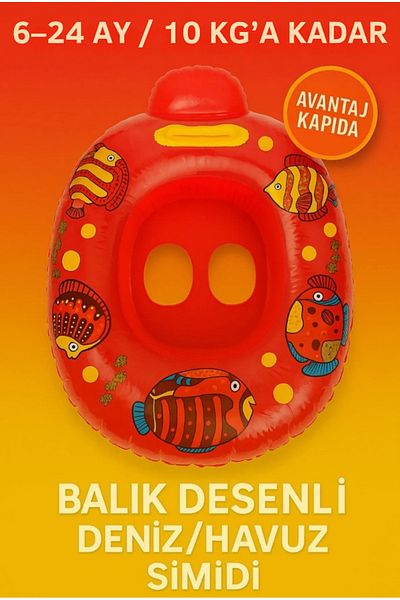 Avantaj Kapıda Inflatable Swimming Ring with Baby Seat – 6–24 Months – Max 10 kg – Leg Passage 10X7 cm – with Handle – Pool Sea