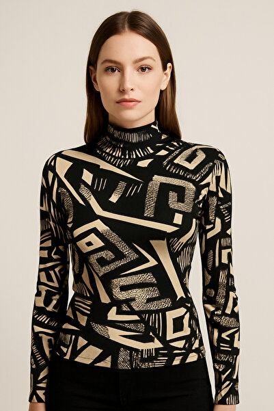 Mistanbul Patterned Stand Collar Viscose Badi