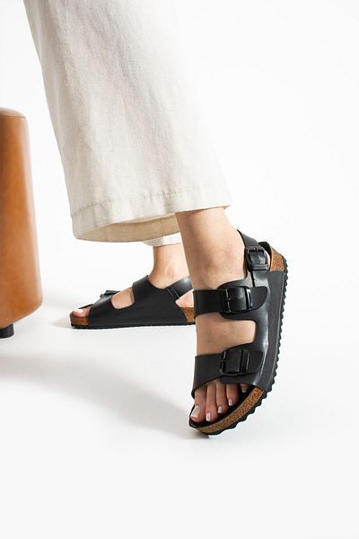 COMFORT OF PANTOFOLE Μαύρα Unisex Μαύρα σανδάλια