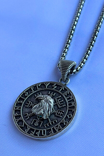Begondio Kartal Vegvisir Pusula El İşçiliği Paslanmaz Çelik Zincir Erkek Kolye