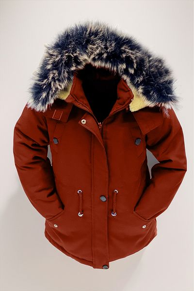 Asortik Kids Girls/Boys Children Unisex Winter Canvas Fabric Durable Over-The-Knee Fur Inside Hooded Tile Coat Coats