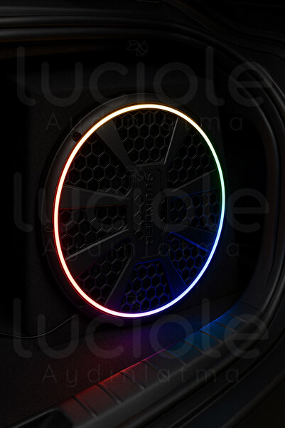 luciole 30 Cm Subwoofer Uyumlu Neon Pixel Led Hoparlör Kapağı – Tekli, Rgb , Sese Duyarlı, Rf Kumandalı 12v