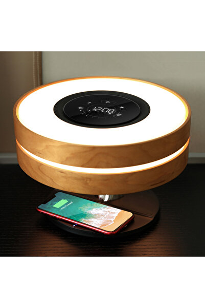 zyteq Lampa inteligenta ZYTEQ®️ LED, wireless Qi, BT difuzor TWS, USB-C, reglaj lumina, artar alb