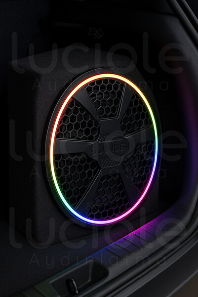 luciole 30 Cm Subwoofer Uyumlu Neon Pixel Led Hoparlör Kapağı – Tekli, Rgb , Sese Duyarlı, Rf Kumandalı 12v