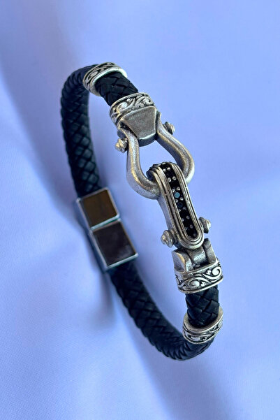 Begondio Genuine Leather Men's Bracelet Made with Zircon Stone Braided Handcr...