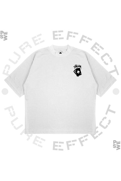 TRAGEDY Μπλουζάκι Unisex Oversize Stussy Playing Card με στάμπα Boxy Fit από χοντρό ύφασμα