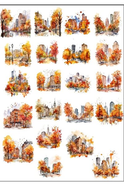 Reysa Tasarım City Themed Autumn Sticker Set