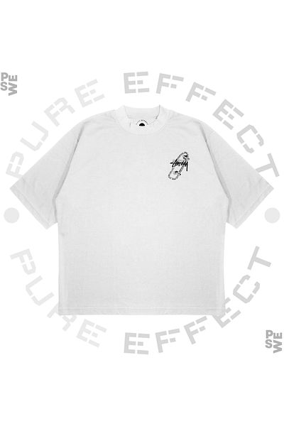 TRAGEDY Tricou unisex oversize Stussy Skateboard imprimat Boxy Fit din țesătură groasă