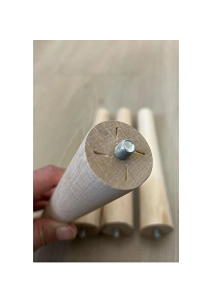 HAMADEX 30 cm Raw Conical Wooden Furniture Coffee Table Tv Unit Armchair Children's Table Leg 4 Pieces