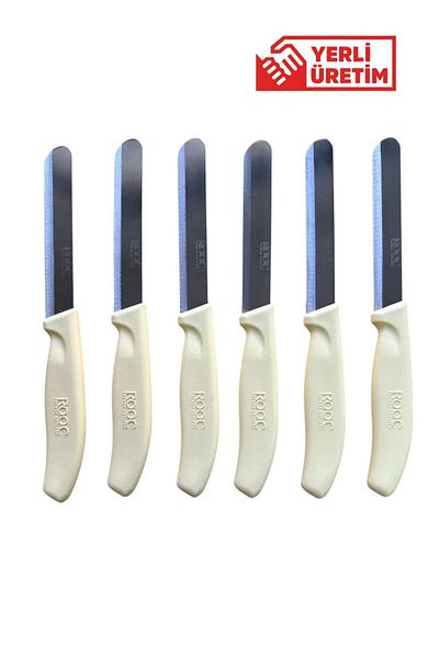 Rooc Set of 6 Ultra Sharp Serrated Blades, Yellow, 22 cm 100% Guaranteed Stainless Steel