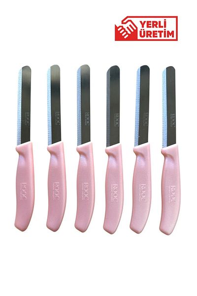 Rooc Set of 6 Ultra Sharp Serrated Knives – Pink, 22 Cm, 100% Guaranteed Stainless Steel