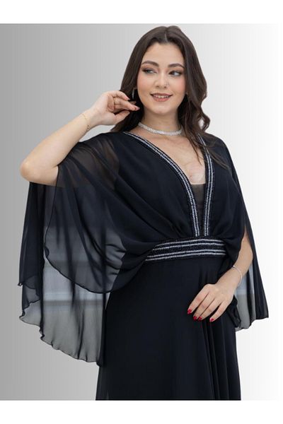 Nice Model Elegant Evening Gown Sleeveless Butterfly Wing Detail Long Formal Dress Women Party Outfit