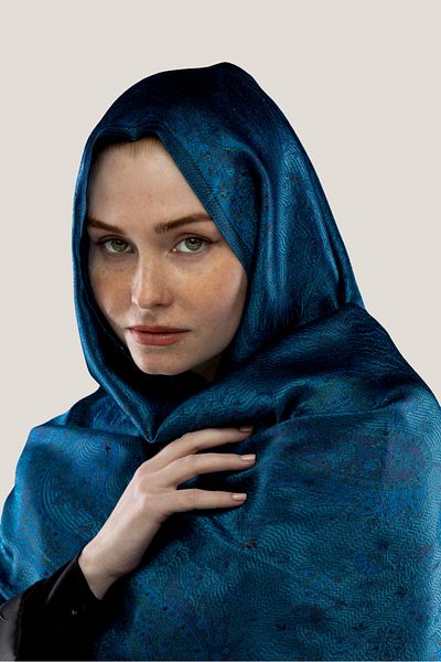 İpek Mare Navy Blue Silk Shawl