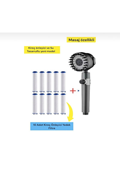 TRUVA 10 Adet yedek filtreli masaj özellikli kireç önleyici duş başlığı