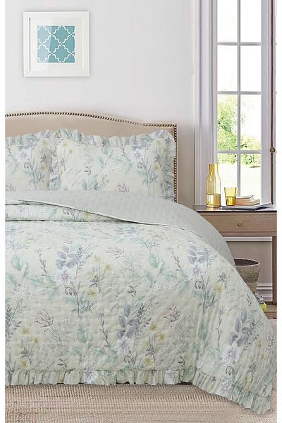 Bikaya Home Ruffled Patterned Double Bedspread Set - 240X260 cm