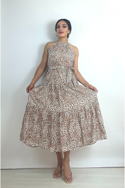 NOXS FASHİON Leopard Touch |   Halter Neck Summer Dress