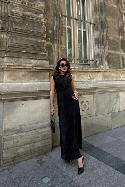 Varyete Vatkalı Piliseli Kemer Detay Elbise