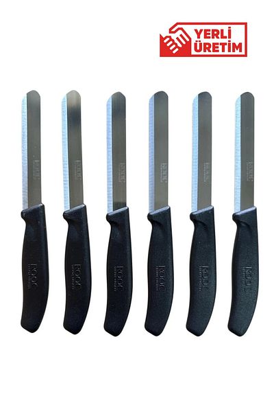 Rooc Set of 6 Ultra Sharp Serrated Blades, Black, 22 cm 100% Guaranteed Stainless Steel