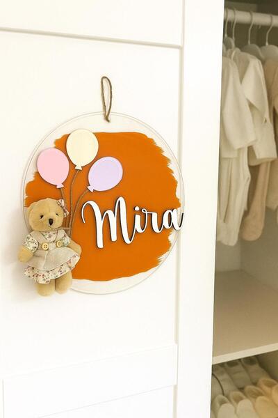 Bonika زينة باب الطفل من زجاج شبكي مع دمية دب فقاعية بالون