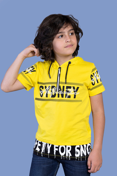 Toontoy Boy's Garni Detailed Hooded T-Shirt