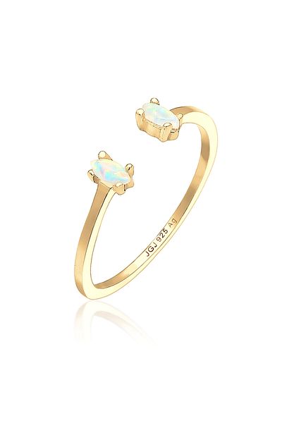 ELLI Inel ajustabil Oval Geo Opal Argint 925 placat cu aur