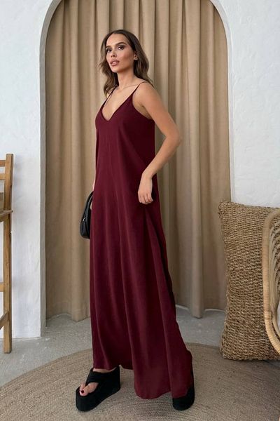 Mogi Butik Aerobin Fabric Adjustable Strap Long Women's Dress 3088