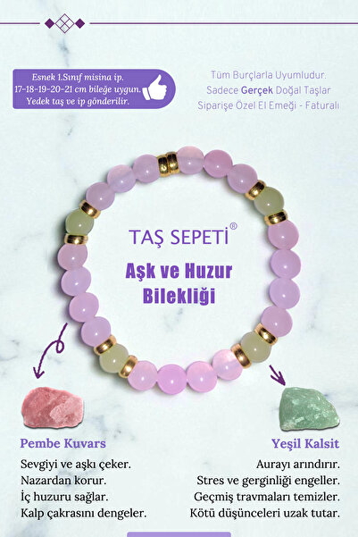 TAŞ SEPETİ Love and Love Inner Peace Protection from Evil Eye Special Design Natural Stone Unisex Bracelet for Trauma Removal