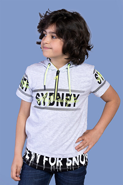 Toontoy Boy's Garni Detailed Hooded T-Shirt