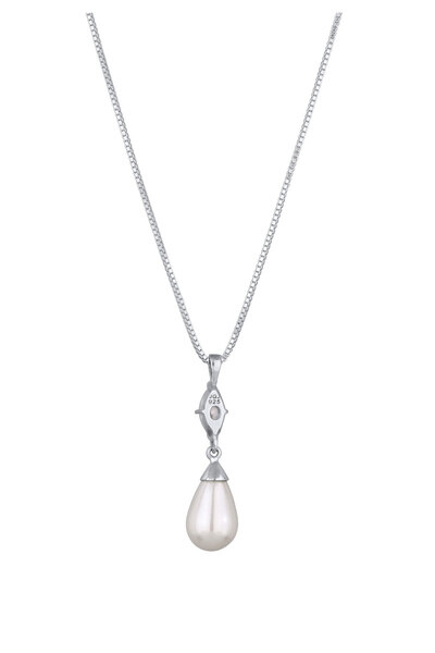 ELLI Dámský náhrdelník s kapkovou perlou, bílý zirkon, brus Marquise, stříbro 925, 45 cm