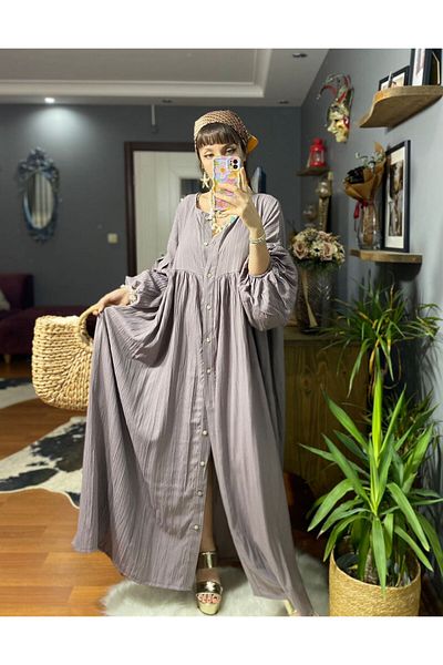 MODAGK Comfortable Cotton Seersucker Dress