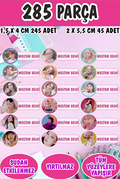 Kt Grup Okul Etiketi Kalem Defter Etiketi Black Pink Temalı Özel Isimli Etike...