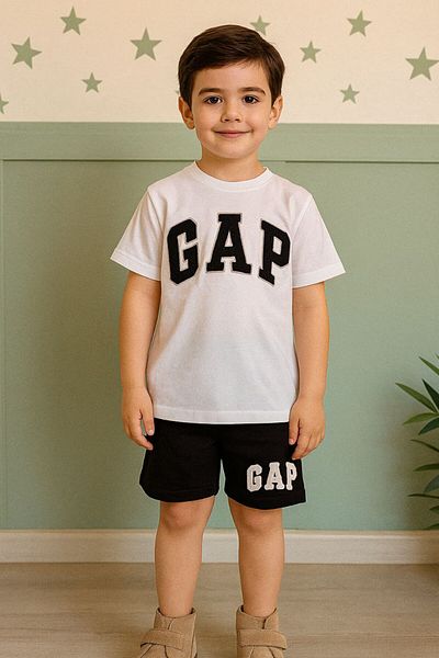 Baby Boy's White T-Shirt and Shorts Set 100% Cotton Summer Stylish Combination