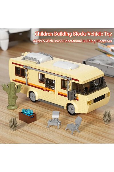 Choice كتيب ورقي مكون من 432 قطعة مع صندوق Moc Breaking Bad Cooking Lab Rv Car Pinkman مكعبات بناء تعليمية