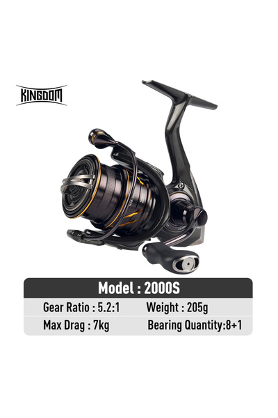 Kingdom بكرة صيد دوارة MT2000-S Micro Fly Pro خفيفة الوزن للغاية 8+1 محامل مح...