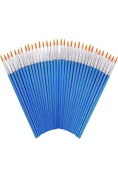 Choice 50pcs Round 50pcs Painting Brushes Set Art Round Flat Hair Nylon Hair Paint Brush For Oil Acrylic Wa