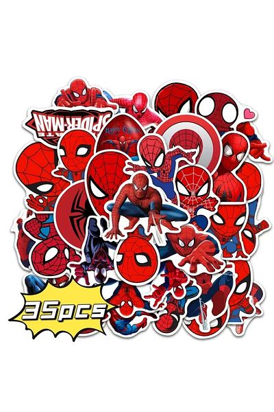 Miniso By0141-35pcs Spiderman Stickers Disney Movie Anime Decals Diy Skateboard Laptop Motorcycle Waterproo