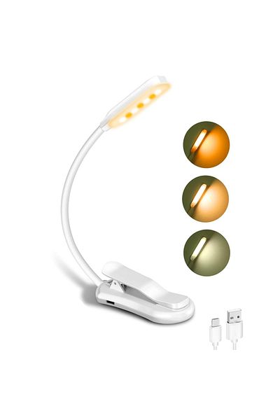 Choice White Rechargeable Book Reading Light Lamp, Led Book Light For Reading In Bed - Eye Caring Adjustabl