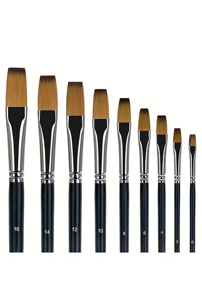 Choice Flat 9pcs Flat Acrylic Paint Brushes, Synthetic Japanese Artist Bright Paint Brushes, For Acrylic Pa
