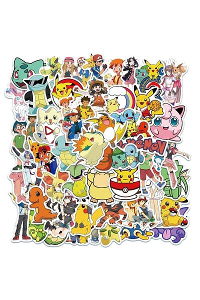Miniso Dmx1281-50pcs Kawaii Pokemon Stickers Pikachu Graffiti Decals Skateboard Bicycle Guitar Laptop Kids