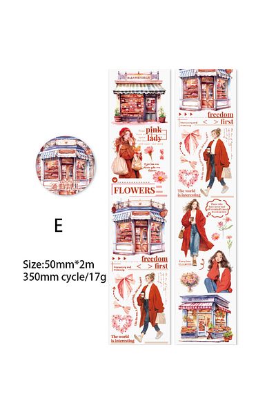 Choice E 50mm*2m Creative Washi Paper Sticker Tape Decoration Masking Washi Tape Gift Card Journal Planner.