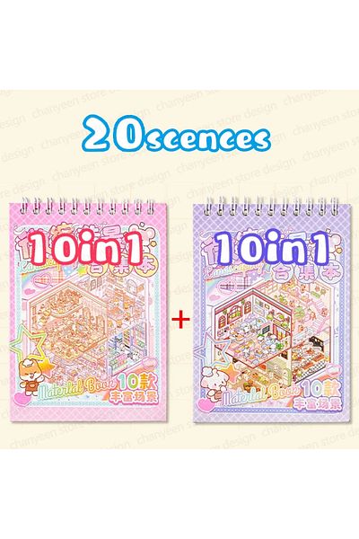 Choice 2books 20in1 10in1 10pcs 2.5d Landscape Sticker Cartoon Cabin Scene Diy Sticker Stacking Pasting Fes