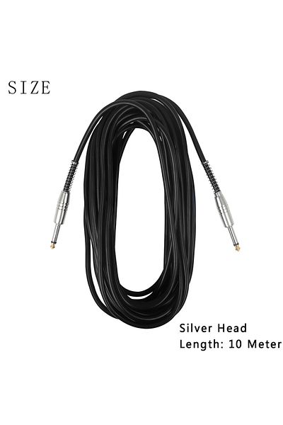 Choice 10m Silver Head 3/5/10m Guitar Audio Cable 6.35mm Plug No Noise Audio Wire Cord Musical Instrument A