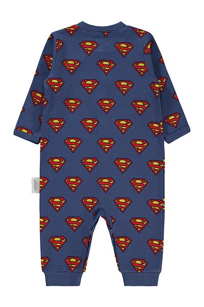 Superman 6-18 Months Baby Boy Indigo Jumpsuit - Without Booties