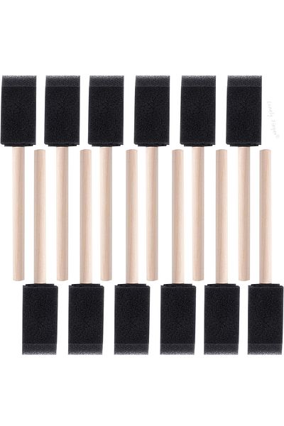 Choice 12pcs Black Sponge 10/12 Pcs Foam Paint Brushes, Sponge Brushes For Varnishes, Reusable Sponge Brush