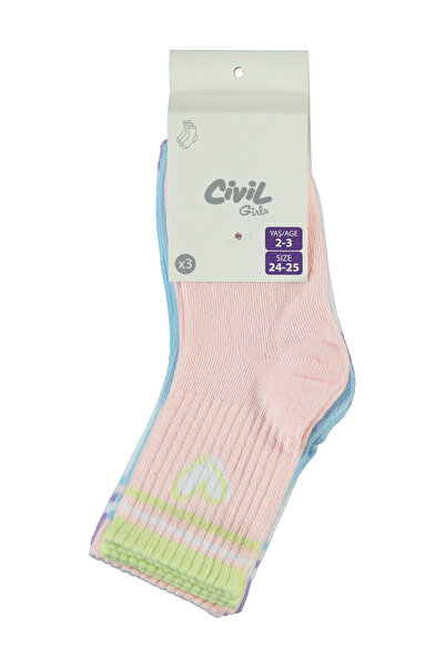 Civil Girls 3-Piece Sock Socks for Girls Aged 2-12 in Lilac Color